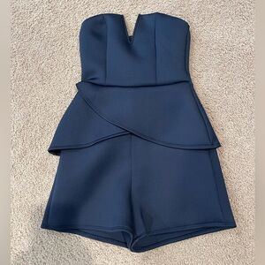 CHARLOTTE RUSSE Junior Navy Blue Tube Playsuit Jumpshort